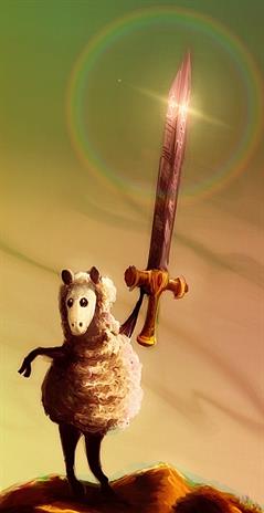 Im just a cute little sheep with a big big sword